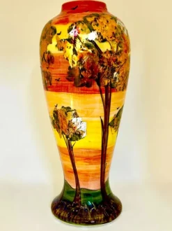 Hot Anita Harris Art Pottery Pastel Landscape Nathan Vase Pottery-Porcelain-China