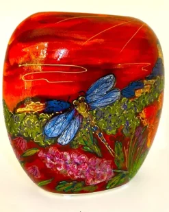 Discount Anita Harris Art Pottery The Three Sisters and The Giant Dragonfly - Blue Mountains of Sydney Purse Vase - Medium Pottery-Porcelain-China