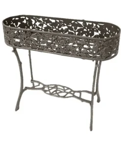 Sale Cast Iron Oval Plant Stand - Leaves Outdoor Furniture