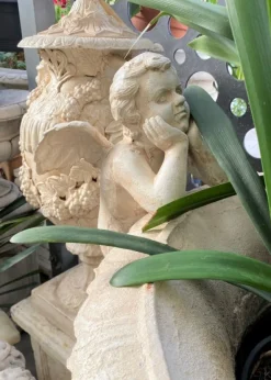 Sale Cast Iron Winged Cherubs Large Urn & Pedestal Outdoor Furniture