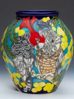 Sale Moorcroft Faulconbridge Antiques Exclusive Gang Gang Cockatoo's Vase 46/10 - TRIAL Moorcroft