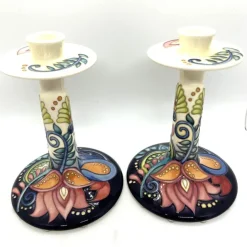 Clearance Moorcroft Festival of Light Pair of Candle Holders 850/9 - Ltd Ed 10 Moorcroft