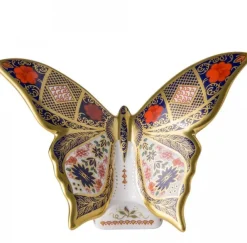 New Royal Crown Derby Old Imari Solid Gold Band Butterfly Paperweight Royal Crown Derby
