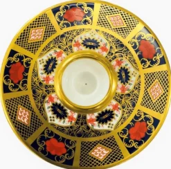 Hot Royal Crown Derby Old Imari Solid Gold Band Round Candleholder Royal Crown Derby