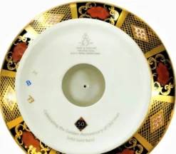 Hot Royal Crown Derby Old Imari Solid Gold Band Round Candleholder Royal Crown Derby