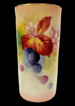 Outlet Royal Worcester Blackberries Cylinder Vase - Signed T. Bishop Pottery-Porcelain-China