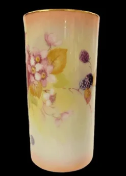 Outlet Royal Worcester Blackberries Cylinder Vase - Signed T. Bishop Pottery-Porcelain-China