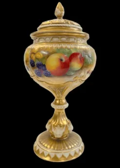 Clearance Royal Worcester Fruit Study Pedestal Pot-Pourri - Signed H. H. Price Pottery-Porcelain-China
