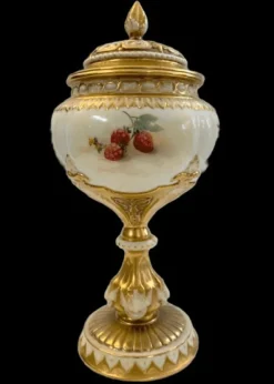 Clearance Royal Worcester Fruit Study Pedestal Pot-Pourri - Signed H. H. Price Pottery-Porcelain-China