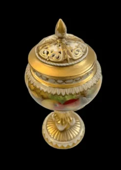 Clearance Royal Worcester Fruit Study Pedestal Pot-Pourri - Signed H. H. Price Pottery-Porcelain-China
