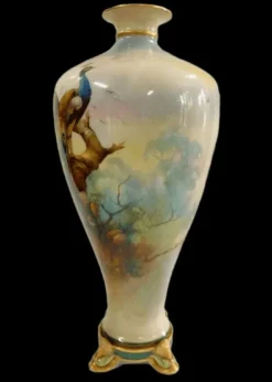 Online Royal Worcester Peacocks footed Vase - Unsigned Pottery-Porcelain-China