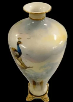 Online Royal Worcester Peacocks footed Vase - Unsigned Pottery-Porcelain-China