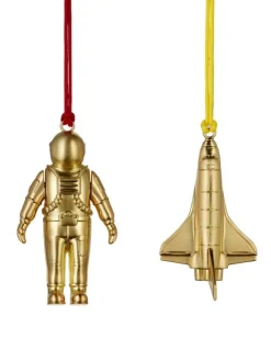 Online Waterford 2024 Christmas Golden Ornaments - Toys Spaceman & Rocket Set of 2 Christmas
