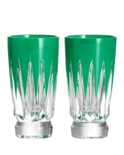 New Waterford Crystal 2025 New Year Fireworks Shot Glasses Green - Set of 2 Ltd Ed Christmas