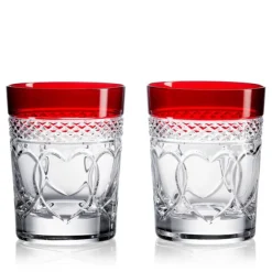 Outlet Waterford Crystal 2023 Times Square "Love" Ruby Banded DOF Pair - Ltd Ed Christmas